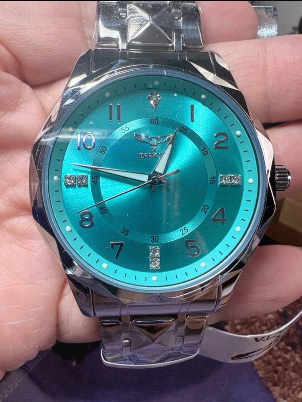 Invicta Teal Dial Silver-Tone Bracelet Watch NWT